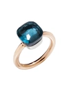 Pomellato Nudo Classic Ring With London Blue Topaz In 18k Rose Gold And White Gold