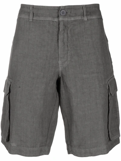 120% Lino Knee-length Cargo Shorts In Grey