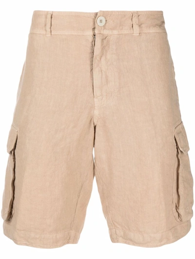 120% Lino Side Cargo-pocket Shorts In Neutrals