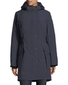 Canada Goose Kinley Hooded Cinched-waist Parka Coat In Medium Blue