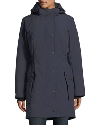 Canada Goose Kinley Hooded Cinched-waist Parka Coat In Medium Blue