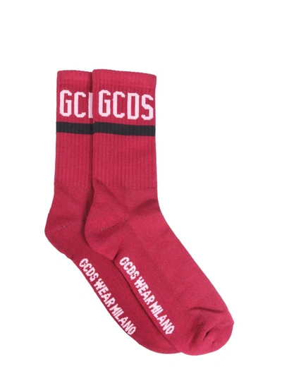 Gcds Logo Socks In Ciliegia