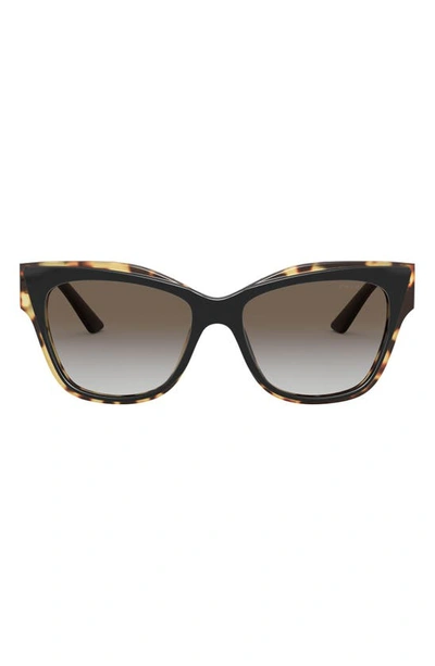 Prada 53mm Cat Eye Sunglasses In Havana/ Brown Gradient