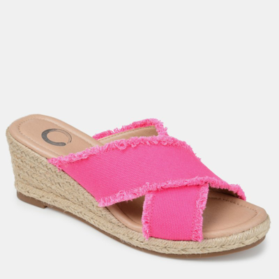 Journee Collection Journee Shanni Slip-on Espadrille Wedge Sandal In Fuchsia