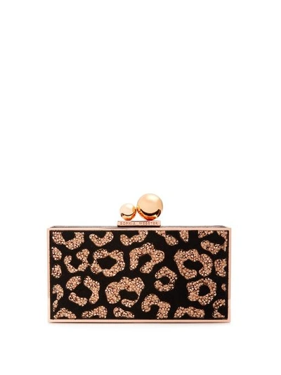 Sophia Webster Clara Crystal-embellished Suede Box Clutch In Black Multi