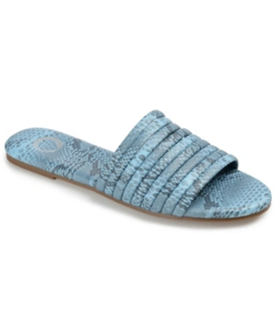 Journee Collection Journee Marisol Snake Print Slide Sandal In Blue