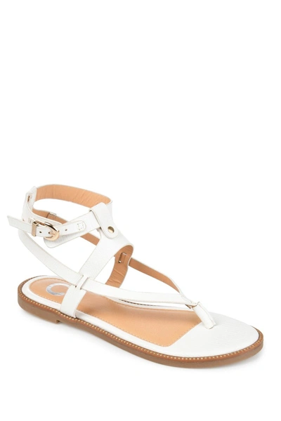 Journee Collection Tangie Womens Faux Leather Buckle Slingback Sandals In White