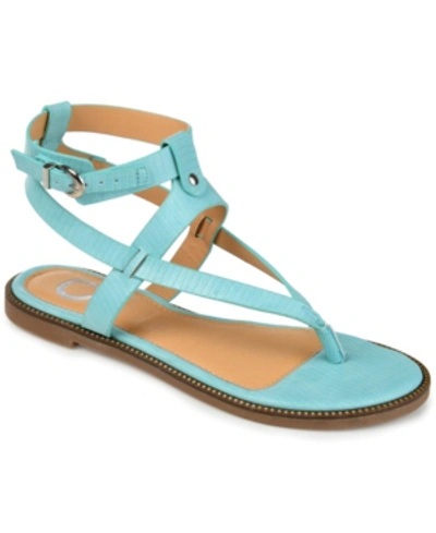 Journee Collection Tangie Lizard Embossed Thong Sandal In Blue