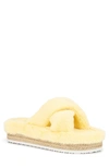Olivia Miller Women's Morciano Furry Wedge Sandals Women's Shoes In Yellow