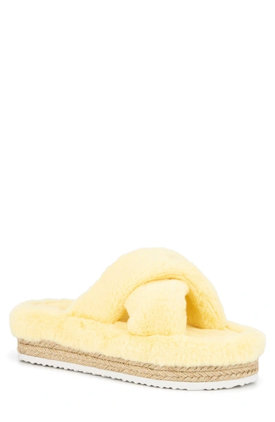Olivia Miller Women's Morciano Furry Wedge Sandals Women's Shoes In Yellow