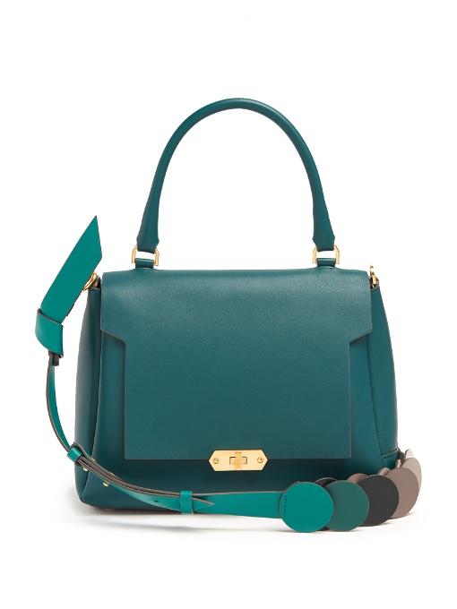 Anya Hindmarch Bathurst Small Leather Shoulder Bag In Dark Green | ModeSens