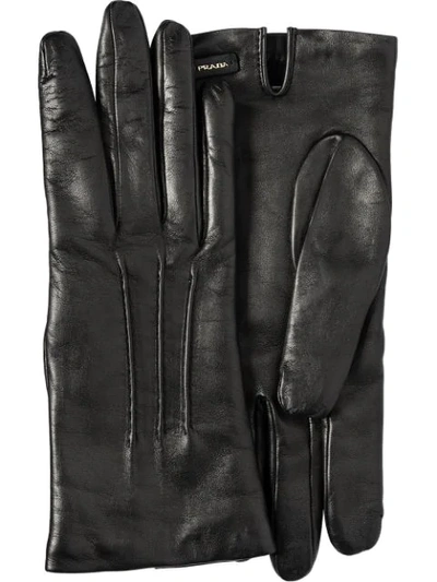 Prada Logo-plaque Slip-on Gloves In Black