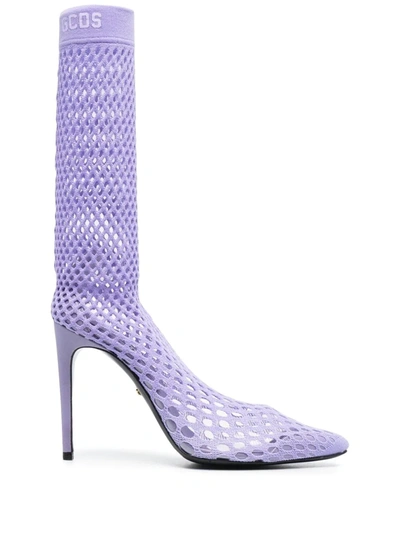 Gcds Pointed Mesh Ankle Boots In Purple