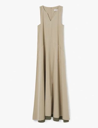 A-line Long Dress With Contrast Hem In Seashell