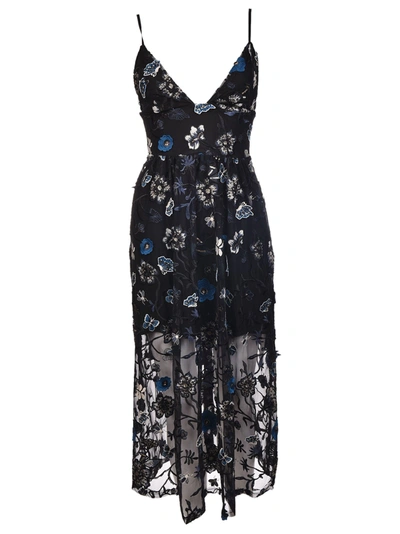 For Love & Lemons Botanic Midi Dress In Black, Blue