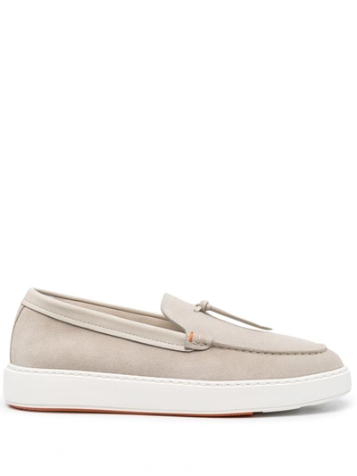 Santoni Knot-detailed Leather Loafers In Neutrals