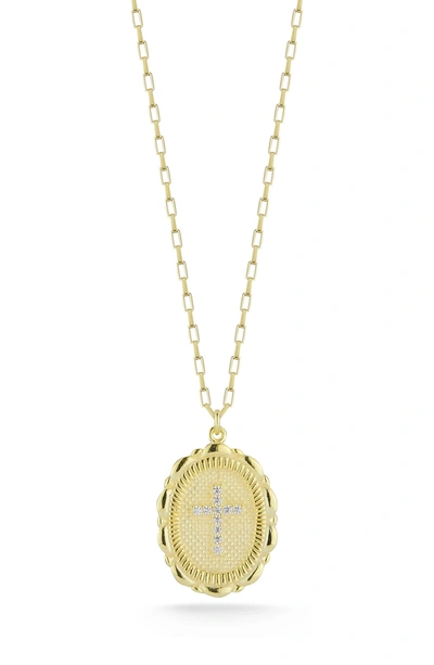Sphera Milano Gold Vermeil Pave Cz Cross Pendant Necklace