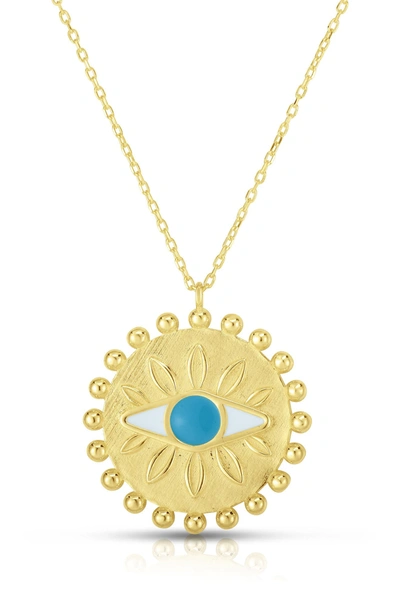 Sphera Milano 14k Yellow Gold Vermeil Evil Eye Medallion Pendant Necklace