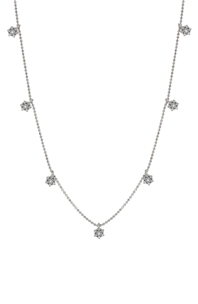 Suzy Levian 14k White Gold Diamond Clover Necklace