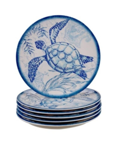Certified International Oceanic Melamine 6-pc. Salad Plates In Dark Blue/white