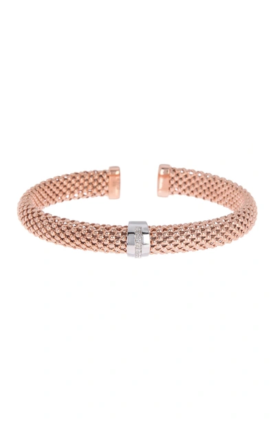 Meshmerise 18k Gold Vermeil Diamond Bangle In Rose