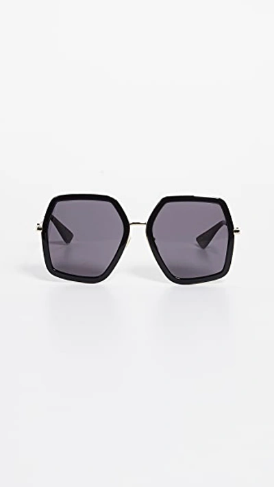 Gucci Urban Web Block Sunglasses In Black/grey