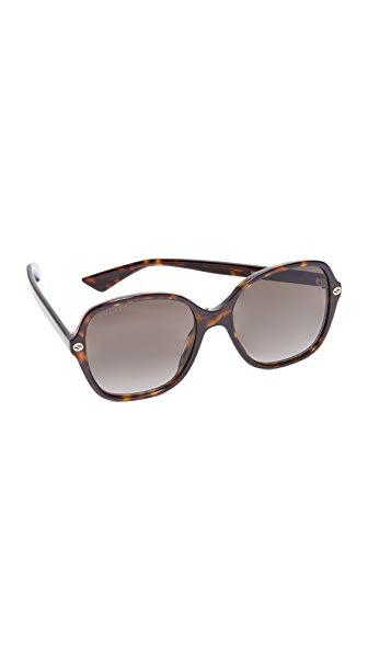 Gucci Sensual Romanticism Rectangle Sunglasses In Dark Havana/brown ...