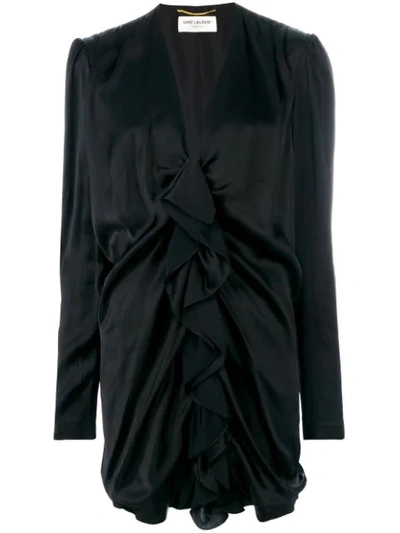 Saint Laurent Black Satin Mini Dress
