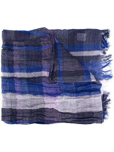 Y's Fringed Check Scarf