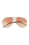 Saint Laurent 59mm Brow Bar Aviator Sunglasses In Gold/ Orange Gradient