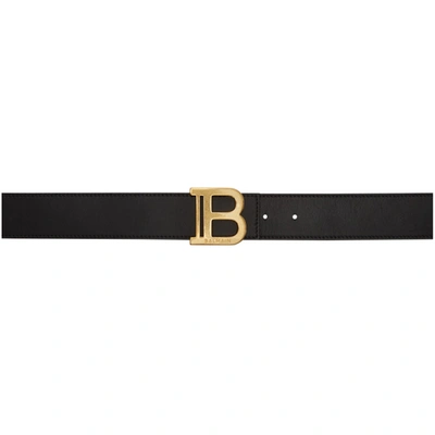 Balmain Black Wide B Belt In 0pa Black