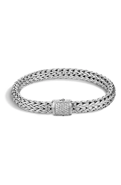 John Hardy Classic Chain Tiga' Diamond Silver Small Bracelet In White Diamond