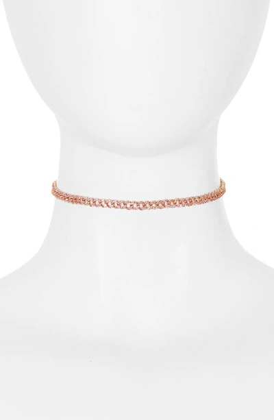 Shay Pink Sapphire Mini Pavé Link Choker In Rose Gold