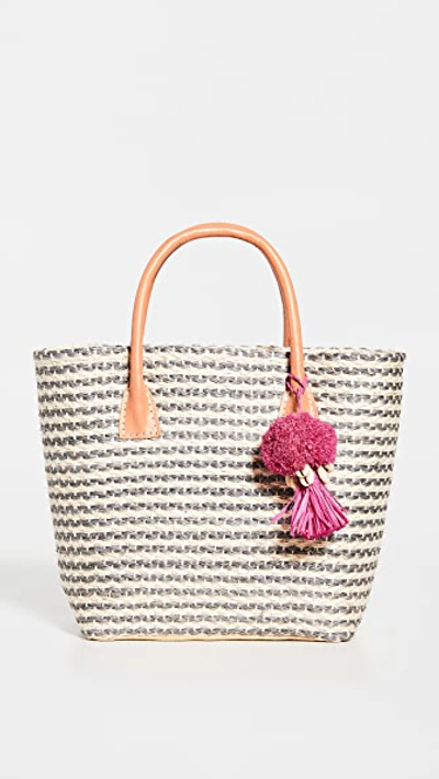 Hat Attack Small Tuscan Tote In Grey Narrow Stripe