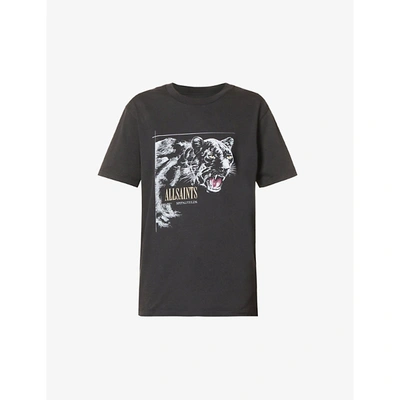 Allsaints Panthera Graphic-print Cotton-jersey T-shirt In Black