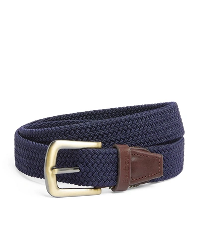 Barbour Mens Navy Brand-debossed Webbing Stretch-woven Belt L