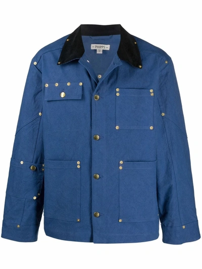 Phipps Navy Jacket With Metal Inlays In Blue