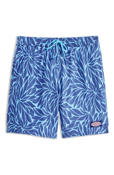 Vineyard Vines Chappy Stripe Swim Trunks In Full Bloom Bora Blue