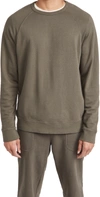 Vince Men's Crewneck Garment Dyed Cotton Sweatshirt In Washed Frog