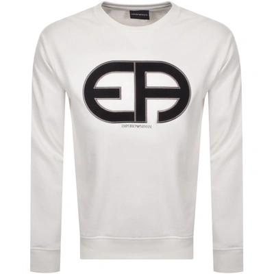 Armani Collezioni Emporio Armani Crew Neck Logo Sweatshirt White