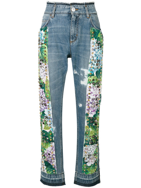 Dolce & Gabbana Studded Hydrangea Jeans | ModeSens