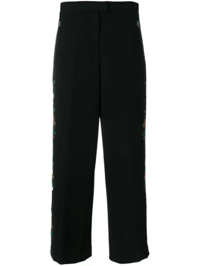 Vivetta Floral Embroidered Wide Leg Trousers In Black