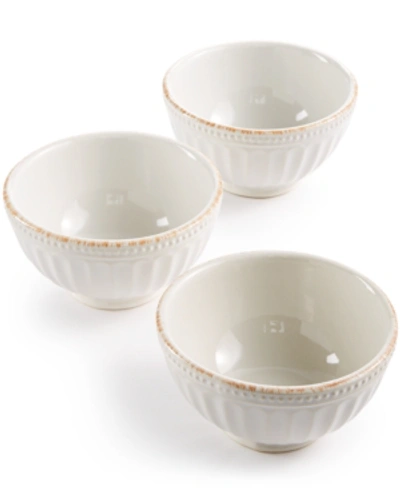 Lenox French Perle Groove Collection Stoneware 3-pc. Mini Bowls Set In White