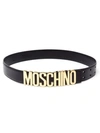 Moschino Logo Plaque Belt In Nero