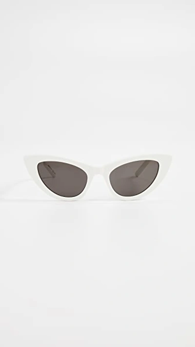Saint Laurent Sl 213 Lily Sunglasses In Ivory/solid Grey