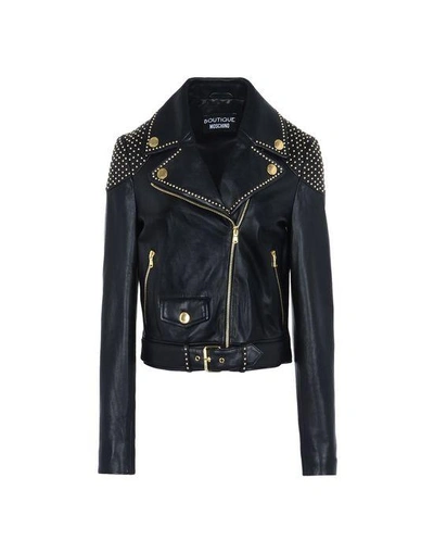 Boutique Moschino Leather Outerwear In Black