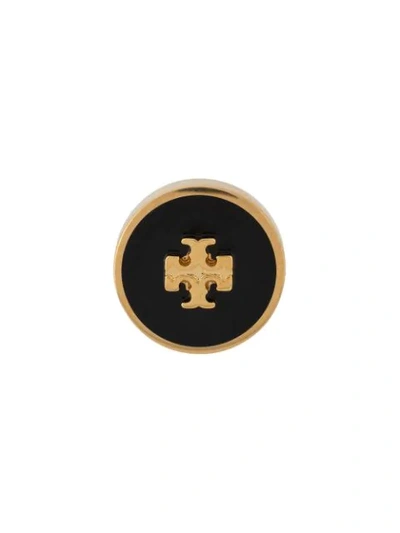 Tory Burch Kira Enamel Circle Stud Earrings In Black/gold