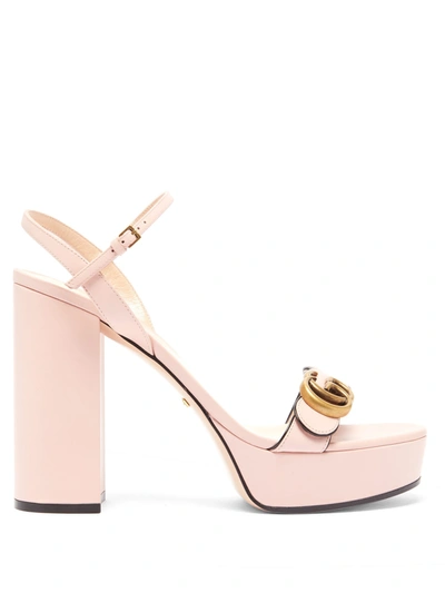 Gucci Gg Marmont Leather Platform Sandals In Perfect Pink