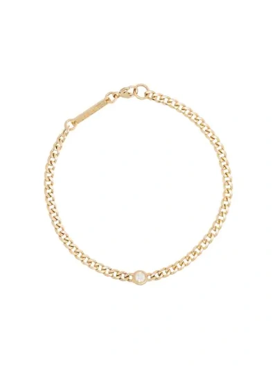 Zoë Chicco 14k Yellow Gold Curb Chain Diamond Bracelet In Metallic