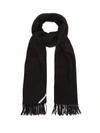 Acne Studios Canada Fringed Wool Scarf In Black Melange